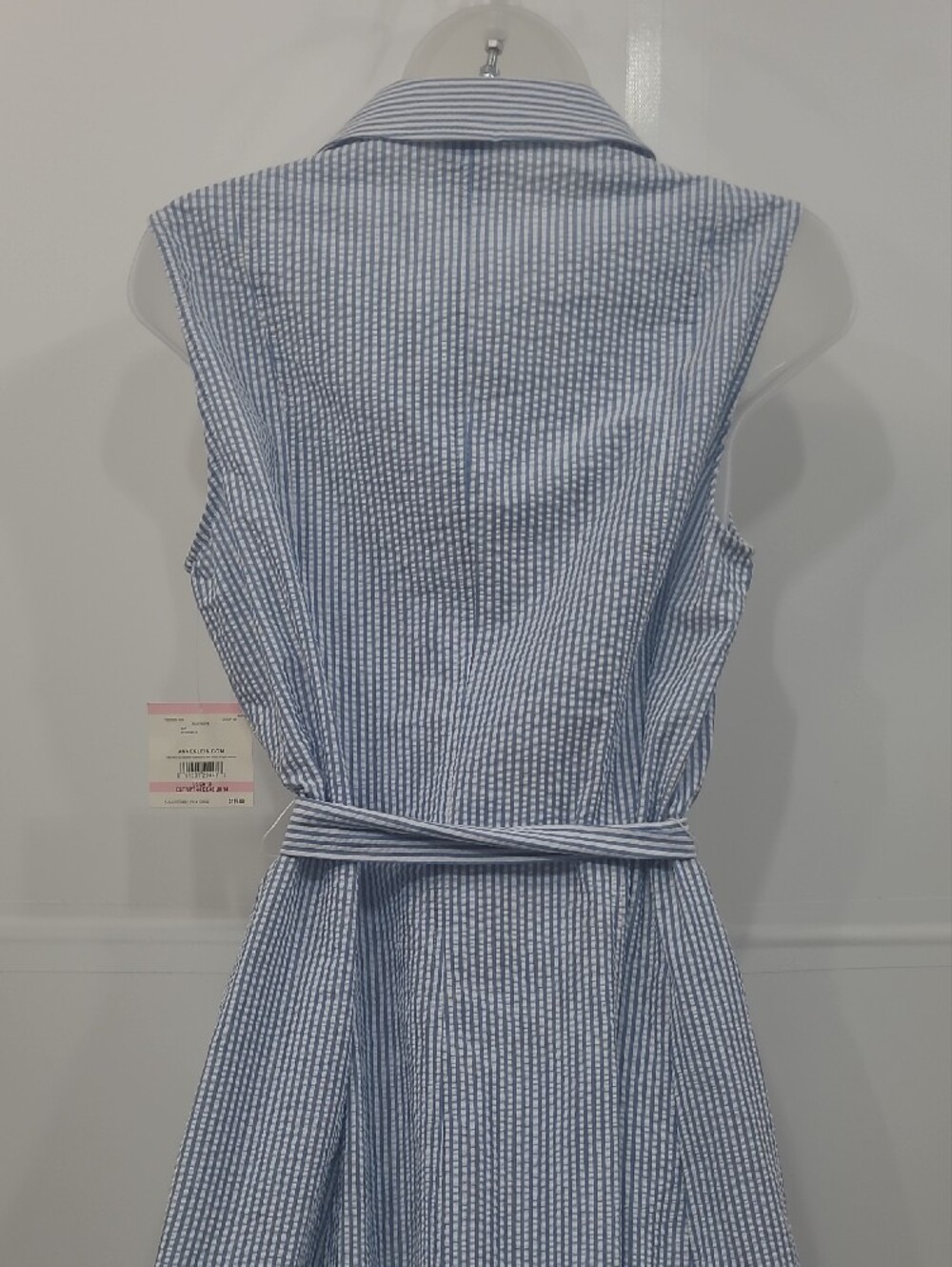 Anne Klein Calf Length Dress Striped Sleeveless Shirt Collared Button Up Front - Picture 6 of 16